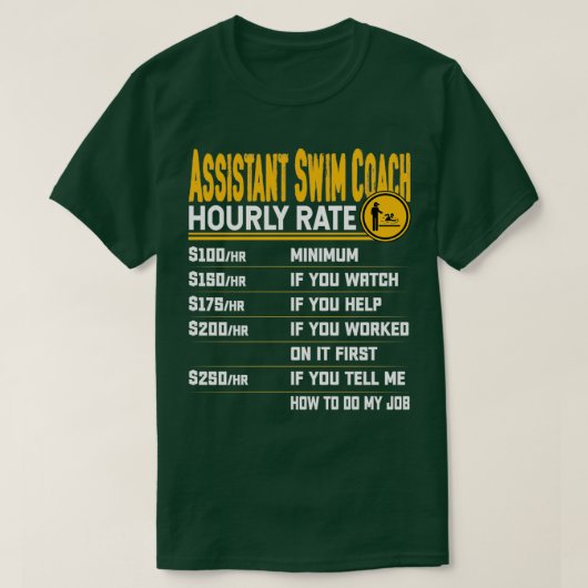Assistent-zwembriem met draaimolen-uurtarief t-shirt (Design voorkant)