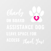 Assistentiehond aan boord van Pink Medical Logo Ca Raamsticker (Vel)