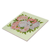 Assorte pioenen op een keramische Tegel Tegeltje (Zijkant)