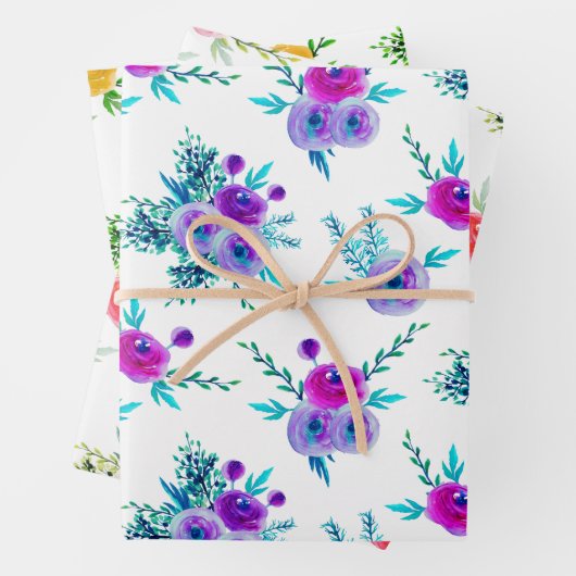 Assorted Bouquet Pattern Wrapping Paper Sheets (In situ)