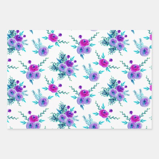 Assorted Bouquet Pattern Wrapping Paper Sheets (Voorkant)