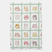 Assorted Cats  Gingham Theedoek (Verticaal)