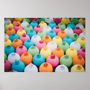 Assorted Color sky lantern lot Poster