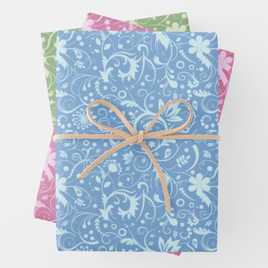 Assorted Floral Paisley Damask Pattern Inpakpapier Vel (In situ)