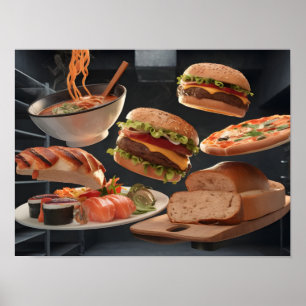 Assorted Food drijvend in de lucht - Hoogwaardige Poster