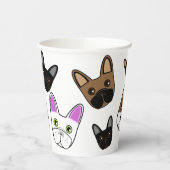 Assorted Franse Bulldog gezicht Papieren Bekers (Links)