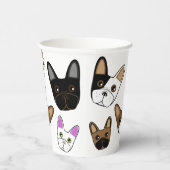 Assorted Franse Bulldog gezicht Papieren Bekers (Rechts)