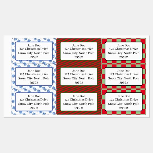 Assorted Holiday Pattern Custom Gift Labels (Vel)