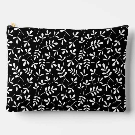Assorted Leaves Patroon Wit op Zwart Etui (Voorkant)