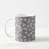 Assorted Leaves Pattern Cream op grijs Koffiemok (Links)