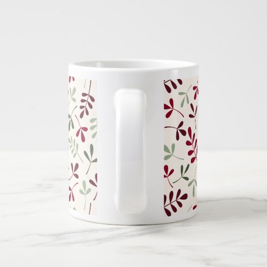Assorted Leaves Pattern Reds & Greens op Crème Grote Koffiekop (Achterkant)