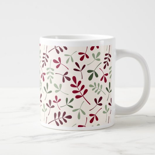 Assorted Leaves Pattern Reds & Greens op Crème Grote Koffiekop (Rechts)