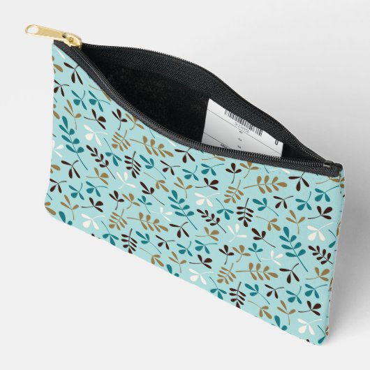 Assorted Leaves Pattern Teals Cream Brown Gold Etui (Open)