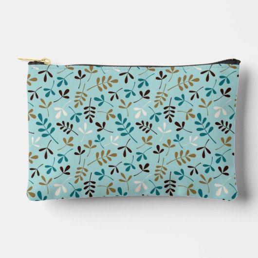 Assorted Leaves Pattern Teals Cream Brown Gold Etui (Voorkant)