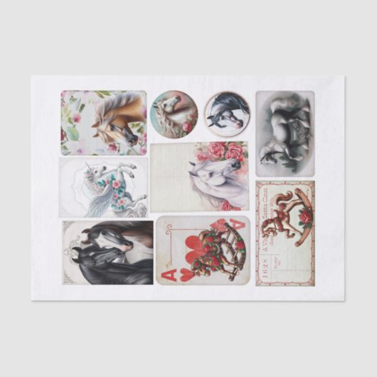 Assorted paard-thema Ephemera Fussy Cuts Tissuepapier (Voorkant)