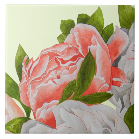 Assorted Peonies on a Ceramic Tile (B) Tegeltje (Voorkant)