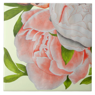Assorted Peonies on a Ceramic Tile (C) Tegeltje