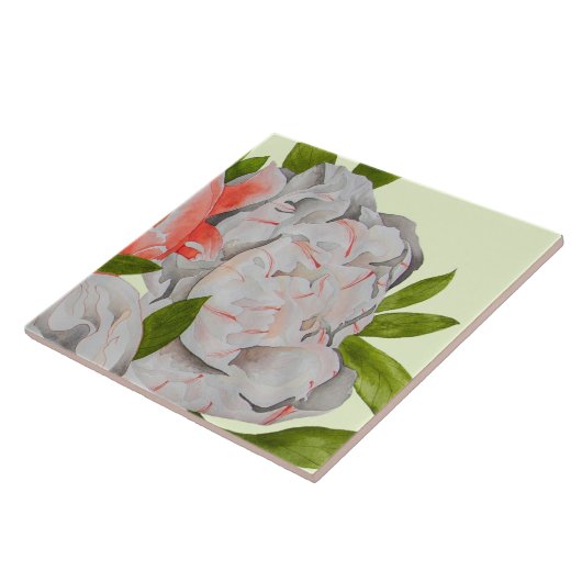Assorted Peonies on a Ceramic Tile (D) Tegeltje (Zijkant)