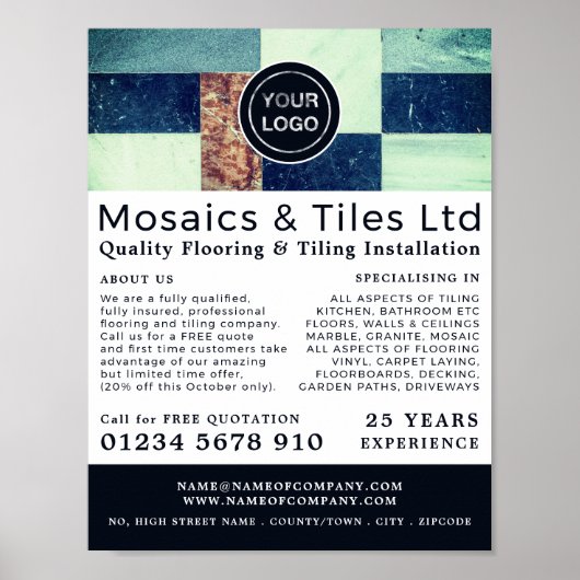 Assorted Tiles, Floorer, Tile Installer Advert Poster (Voorkant)
