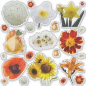 Assorted White Yellow Orange Flowers Sticker (Voorkant)