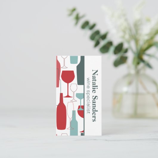 Assorted wijnflessen en glaswerk patroon visitekaartje (Staand voorkant)