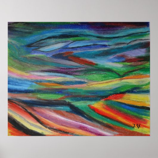 Assorteer Colour oil pastels Stream Media Abstract Poster (Voorkant)