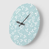 Assorteer Leaves Pattern White op Duck Egg Blue Grote Klok (Hoek)