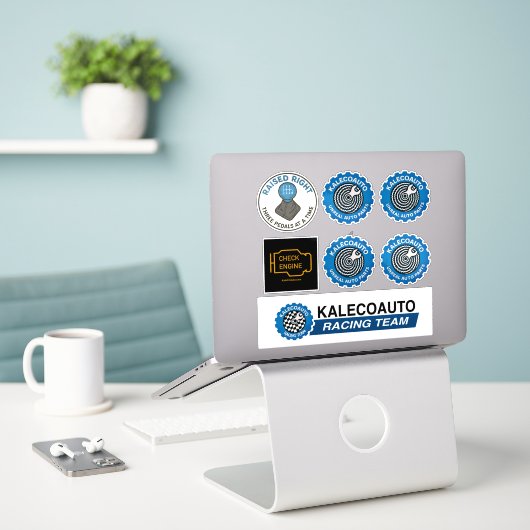 Assortiment 2 sticker (Laptop op bureau)