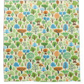 Assortiment Cartoon Bomen Illustratiepatroon Douchegordijn (Voorkant)