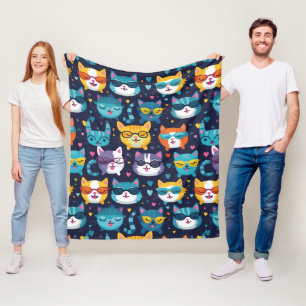 Assortiment Kat Gezichten Grappige Koele Katten Fleece Deken