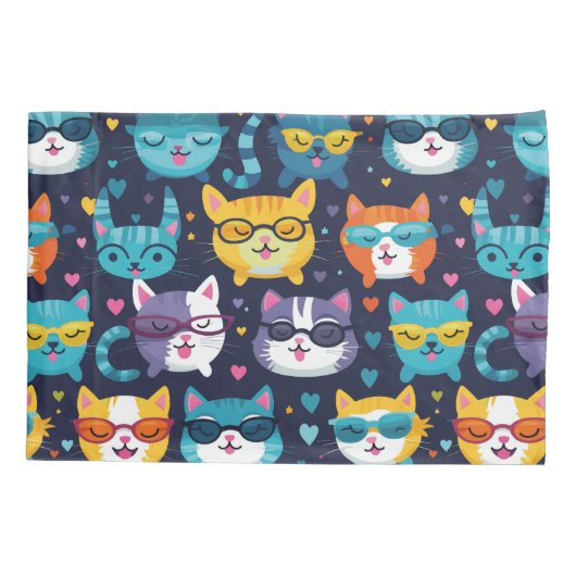 Assortiment Kat Gezichten Grappige Koele Katten Kussensloop (Achterkant)