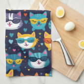 Assortiment Kat Gezichten Grappige Koele Katten Theedoek (Quarter Fold)