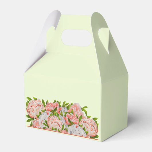 Assortiment Pioenen op een Gable Favor Box Bedankdoosjes (Achterkant)