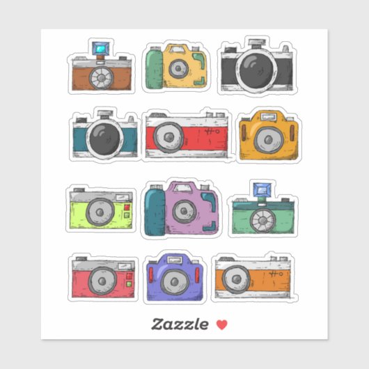 Assortiment Retro Camera's Sticker Set (Vel)