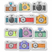 Assortiment Retro Camera's Sticker Set (Voorkant)