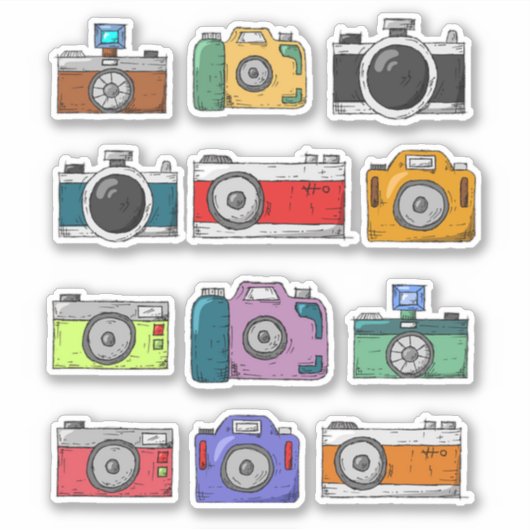 Assortiment Retro Camera's Sticker Set (Voorkant)