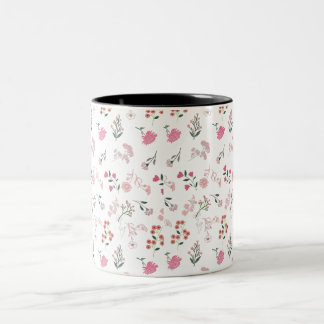 Assortiment van Delicate Lentebloemen in Patroon Tweekleurige Koffiemok