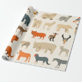 Assortiment van denkbeeldige dieren cadeaupapier (Uitgerold)