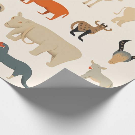 Assortiment van denkbeeldige dieren cadeaupapier (Hoek)