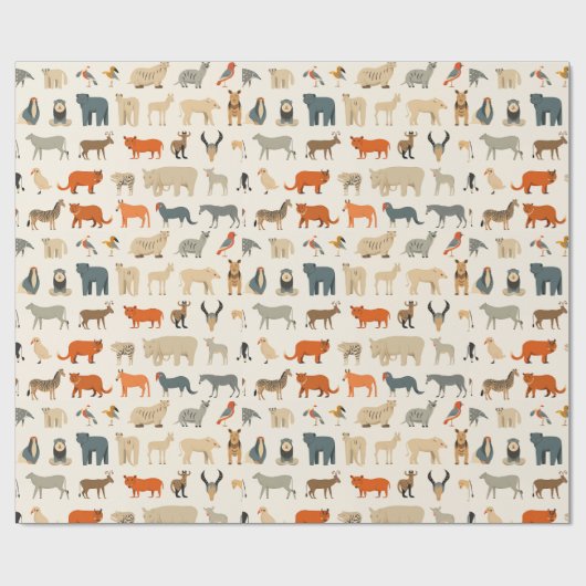 Assortiment van denkbeeldige dieren cadeaupapier (Vlak)