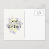 Assortiment van irissen geel en paars aankondigingskaart (Achterkant)