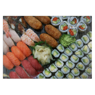 Assortiment van Japanse sushi-favorieten Snijplank