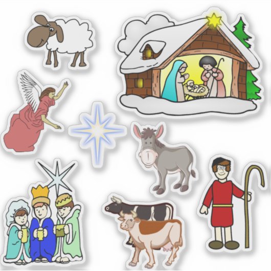 Assortiment van Religieuze Kerst stickers (Voorkant)