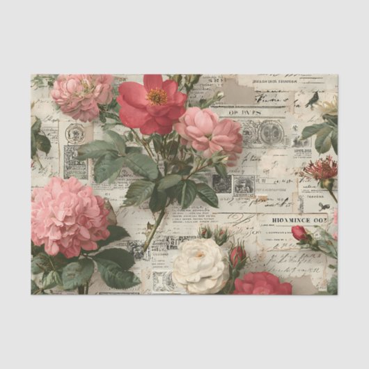 Assortiment van rode en roze bloemen tissuepapier (Voorkant)