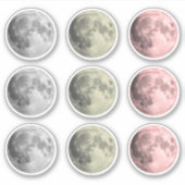 Assortiment volle manen maanruimte Stickers (Voorkant)