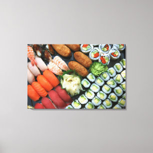 Assortment of Japanese sushi favorieten Canvas Afdruk