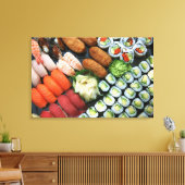 Assortment of Japanese sushi favorieten Canvas Afdruk (Insitu (Woonkamer))