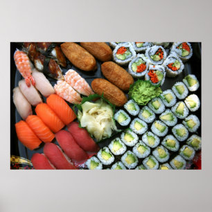 Assortment of Japanese sushi favorieten Poster