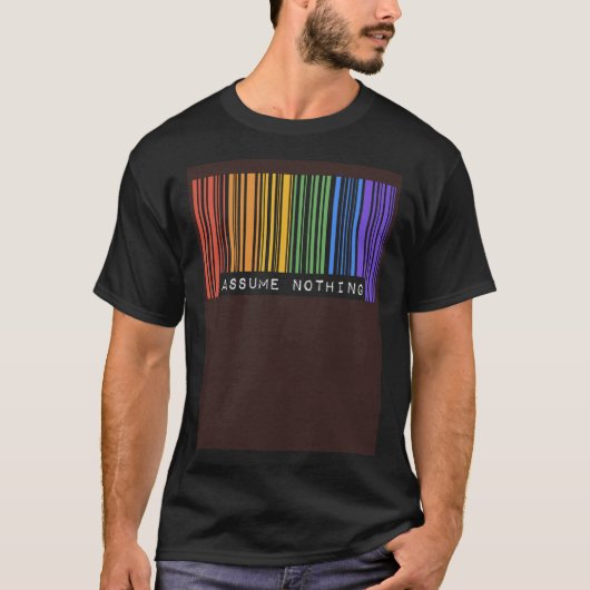 Assume Nothing Barcode Gay Pride Flag Coming Out I T-shirt (Voorkant)