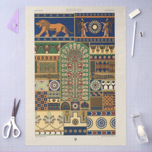 Assyrian Deity Apkallu, Winged Genius, Sun & Lion Tissuepapier (Craft)